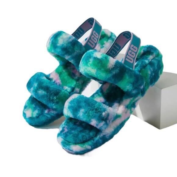 UGG Australia Oh Yeah Marble Slide Sandal Green Size 6 - Picture 3 of 13